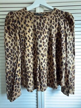 Veronica Beard Leopard-Print Crewneck Top in Tan and Black